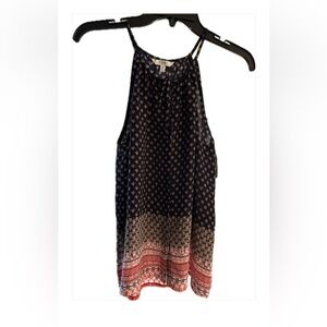 Chic Navy and Red Patterned Camisole